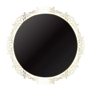 Golden round banner with pattern design Stock Illustration
