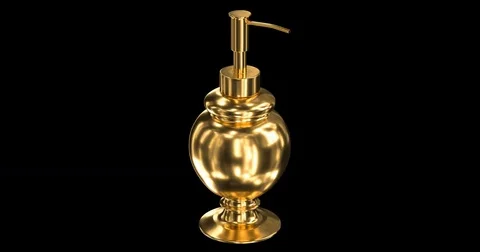 Golden round bottle of soap Stock Footage 84820055