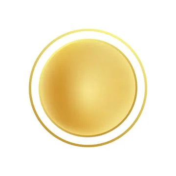 Golden round button with gradient Stock Illustration