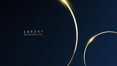 Golden round circle ring on dark background. Shining abstract frame Stock Illustration
