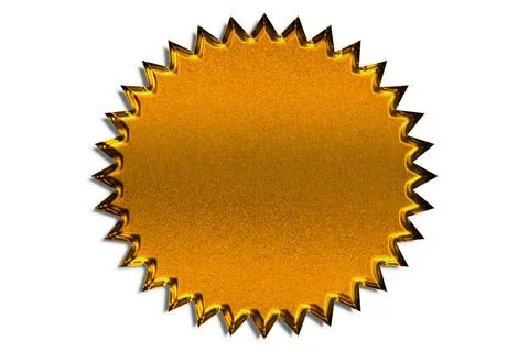 Golden round element with sharp teeth. Award circle or certificate. Stock Photos