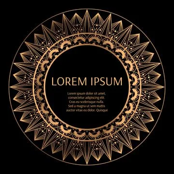 Golden round frame with black background vector Stock Illustration