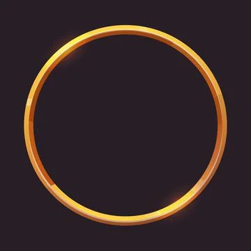 Golden round frame game medieval menu, user interface shiny border. Empty border Stock Illustration