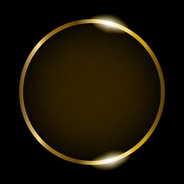 Golden round frame isolated on black background Stock Illustration