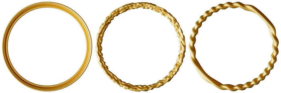 Golden round frames are displayed in creative arrangement, featuring intricat Stock-Illustration