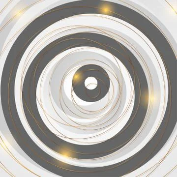 Golden round outline pattern on black and grey background Illustrazione stock