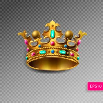 Golden royal crown with multi-colored precious stones Illustrazione stock