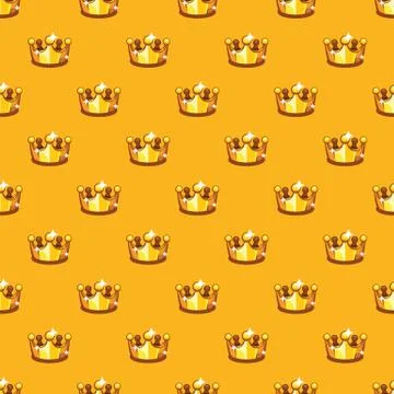 Golden royal crown pattern background. King and queen crown seamless pattern 스톡 일러스트