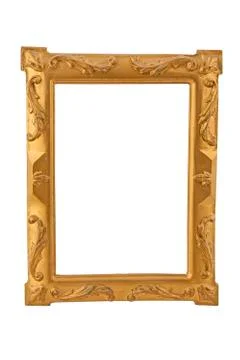 Golden rustic frame on white background 스톡 사진
