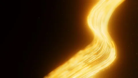 Golden S Curve Data Trail Winds Through A Dark Futuristic Technology Background. Stock Footage 338067046