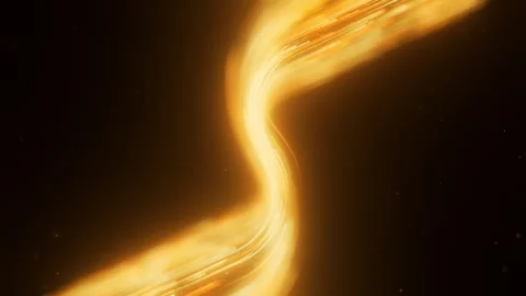 Golden S Shaped Data Trail Turns Through Dark Futuristic Technology Space. Stock Footage 339073035