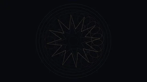 Golden sacred geometry mandala rotating on a dark background 库存影片 335939166