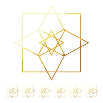 Golden sacred geometry pattern with star and square shapes Stock Illustration
