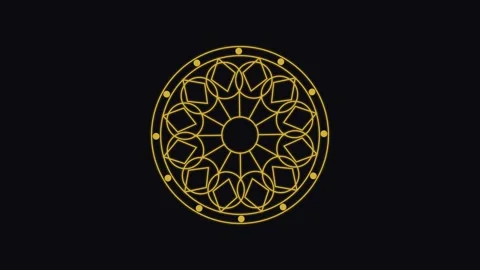 Golden Sacred Mandala Rotating in Seamless Loop 스톡 동영상 347690153