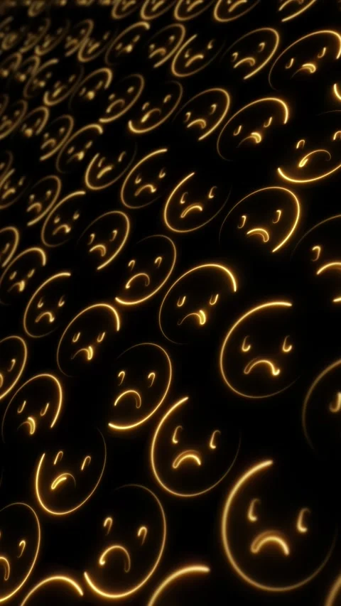 Golden Sad Faces Pattern Social Media Background Stock Footage 345526931