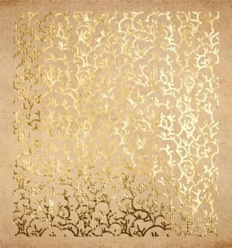 Golden sakura pattern on old paper Stock Illustration