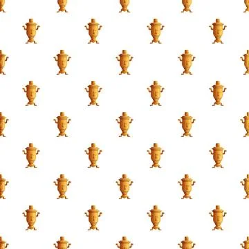 Golden samovar seamless pattern for russian tea tradition Stock Illustration