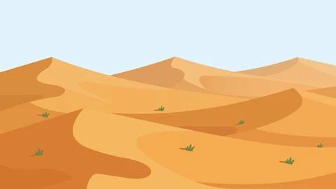 Golden Sand Waves Beneath Empty Skies Flat Design Illustrazione stock