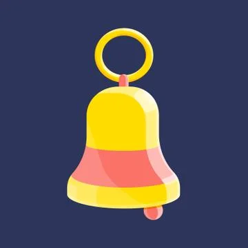 Golden school bell. Vector icon in modern flat style Stock Illustration