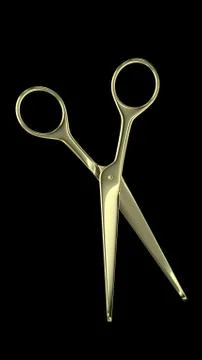 Golden scissors. Black background Stock Illustration