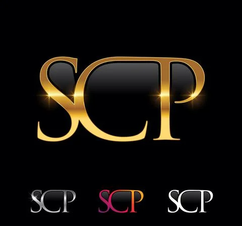 Golden SCP monogram logo vector sign Stock Illustration