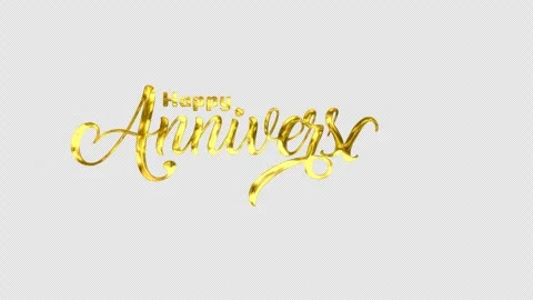 Golden script happy anniversary text animation on black background Video stock 339586510