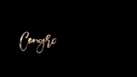 Golden script lettering spelling congratulations. Stock Footage 311907750