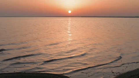 Golden sea surface at sunset Stock Footage 77765246