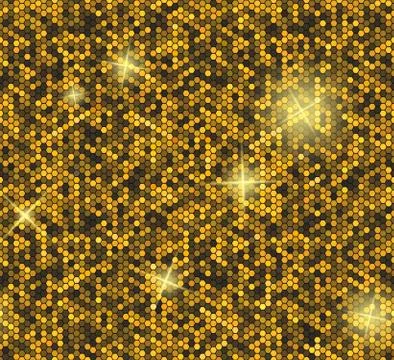 Golden seamless background with sequins Stock Illustration