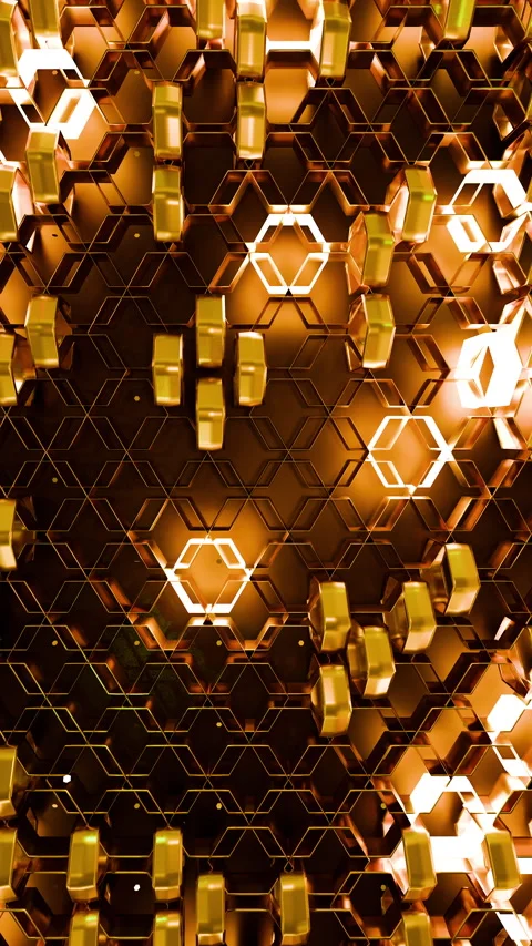 Golden Seamless Geometric Hexagon Pattern 02 4K Stock Footage 321394403