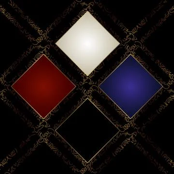 Golden seamless geometric pattern on a black background. Squares and golden Stock Illustration