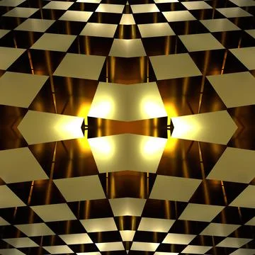 Golden seamless mirror texture with cubes. Geometric shapes form.  Stock Illustration