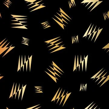 Golden Seamless pattern on black background. Illustrazione stock