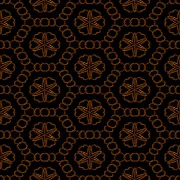 Golden seamless  pattern with curls on black Stock Illustration