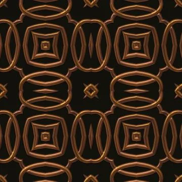 Golden seamless  pattern with curls on black Stock Illustration