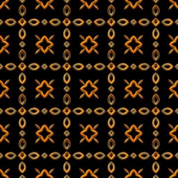 Golden seamless  pattern with curls on black Stock Illustration