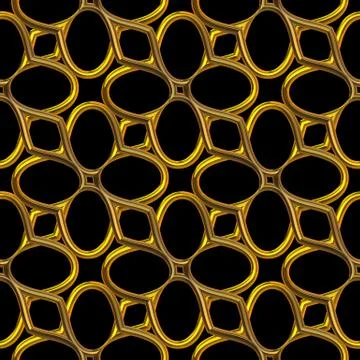 Golden seamless  pattern with curls on black Stock Illustration