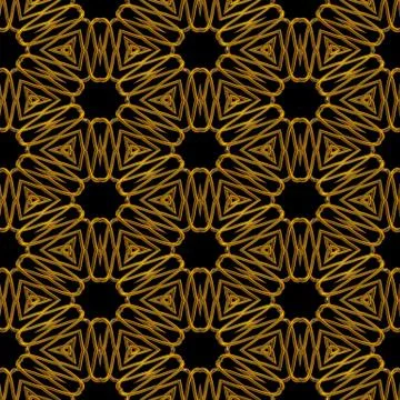 Golden seamless  pattern with curls on black イラスト素材