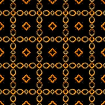 Golden seamless  pattern with curls on black Illustrazione stock