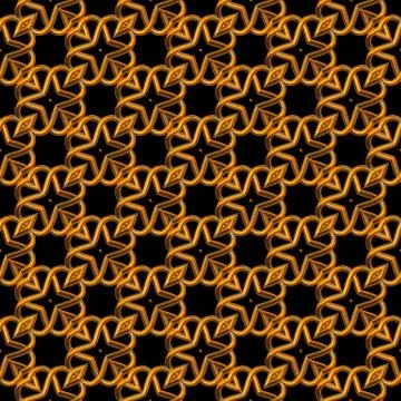 Golden seamless  pattern with curls on black Stock Illustration