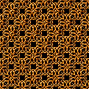 Golden seamless  pattern with curls on black Stock Illustration