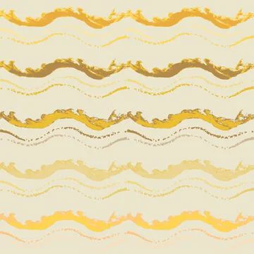 Golden seamless pattern with hand drawn waves Stock Illustration