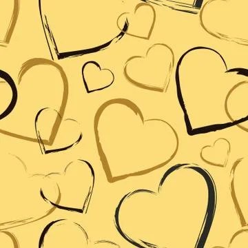 Golden seamless pattern with hearts Stock Illustration