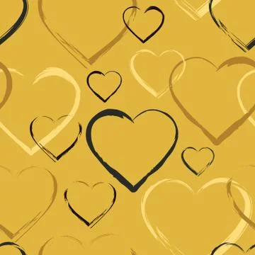 Golden seamless pattern with hearts Stock Illustration