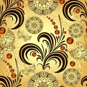 Golden seamless pattern Stock Illustration