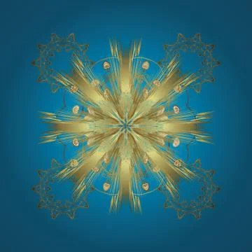Golden seamless pattern on neutral and blue colors with golden elements. Seamles Stockillustratie