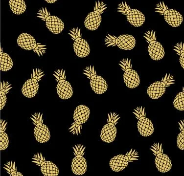 Golden Seamless Pineapple Vector Stock Illustration
