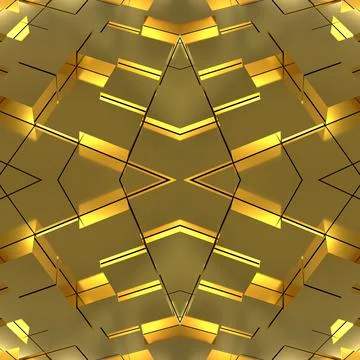 Golden seamless texture with mirror cubes of different sizes.  Stock Illustration