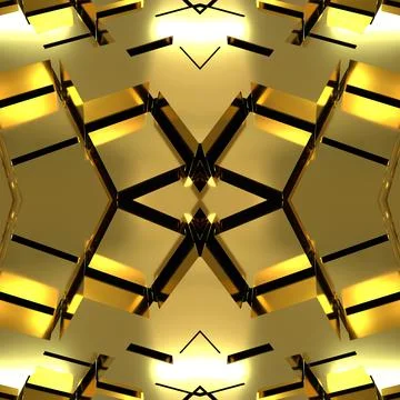 Golden seamless texture with mirror cubes of different sizes.  Stock Illustration
