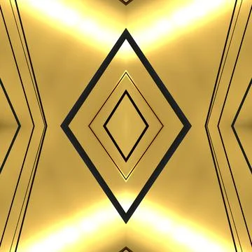 Golden seamless texture with mirror patterns. Dark yellow background.  Stock Illustration